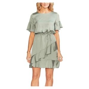 Vince Camuto Womens Dress Ruffle Casual Green Mini